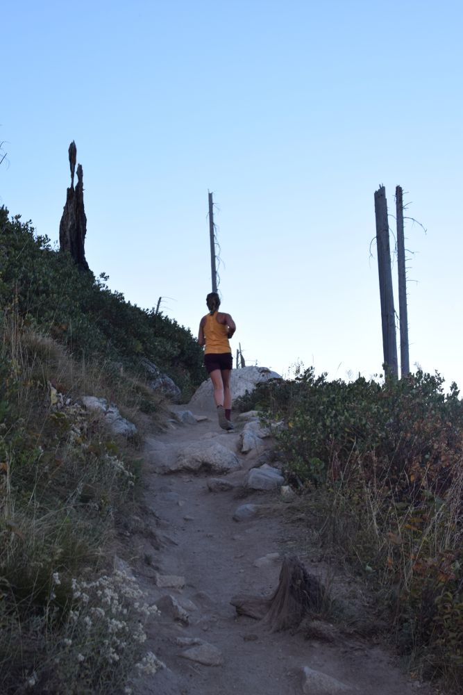 A woman hiking the Scenic Park Loop Road