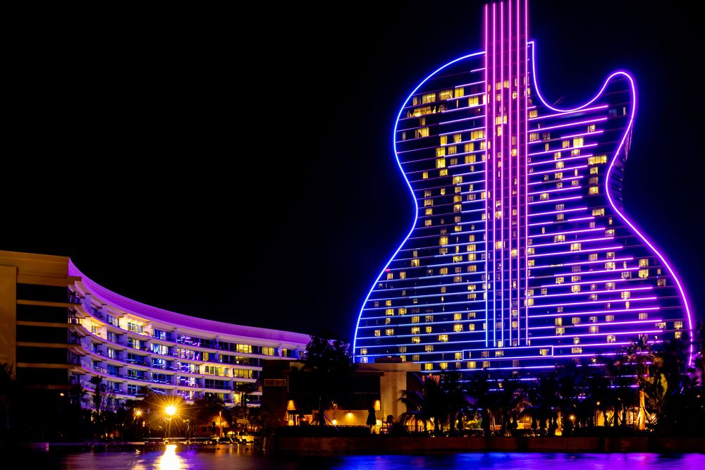 Night view of Seminole Hard Rock Hotel