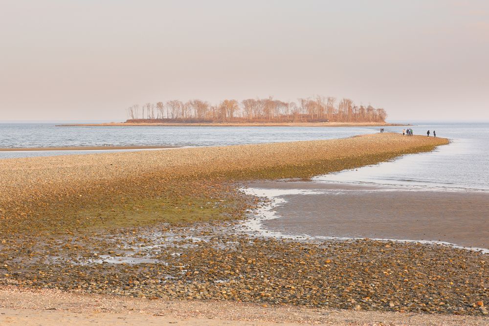 Stony shore at Silver Sands State Park
