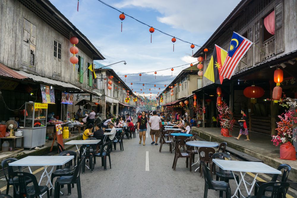 Tables lined up at Siniawan Night market