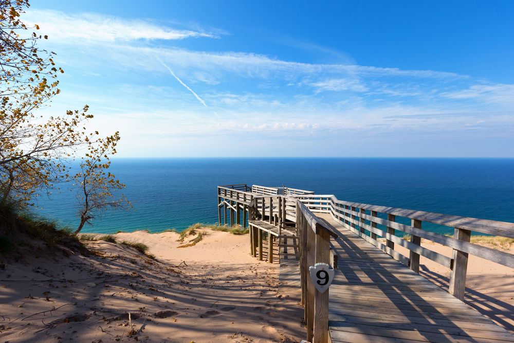 A fishing pier at Sleeping Bear Dunes National Lakeshore