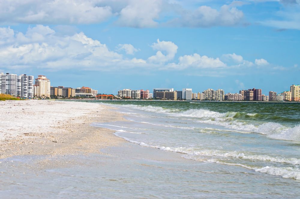 Waves crashing on South Marco Island Beach shore