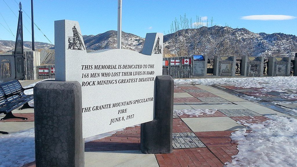 Signage at Granite Mountain Speculator Mine Memorial