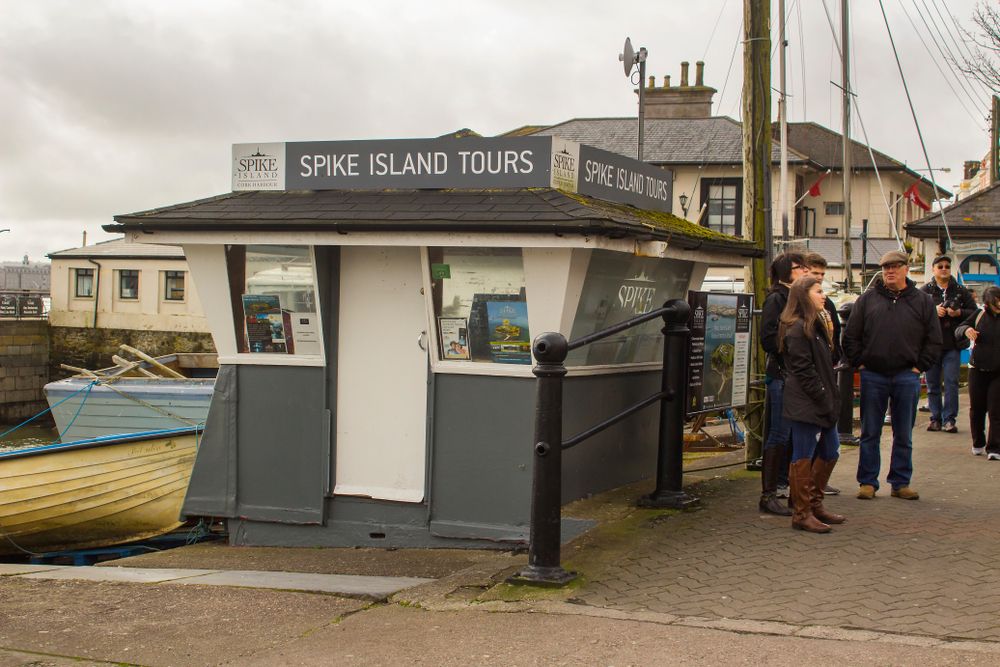 People waiting at Spike Island Tour centre