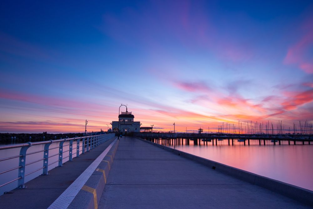 Beautiful sunset over St Kilda Pier
