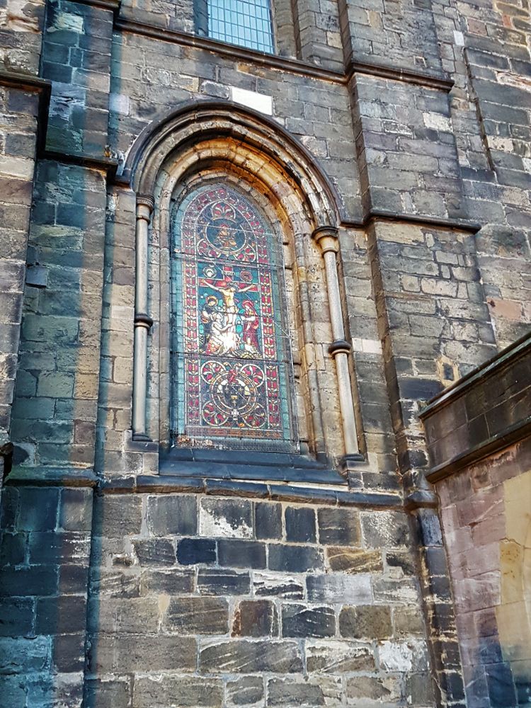 Stained glasses at St. Cuthbert's Church