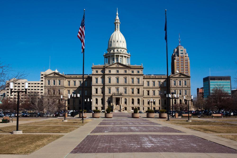 The majestic State Capitol Building in Lansing