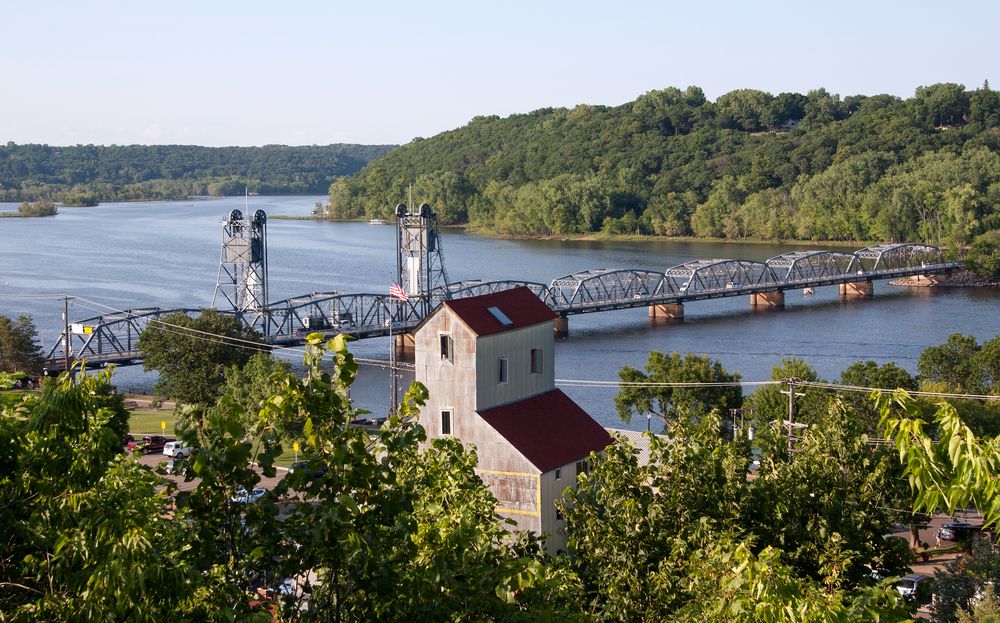 Aerial view of The Stillwater Lift Bridge