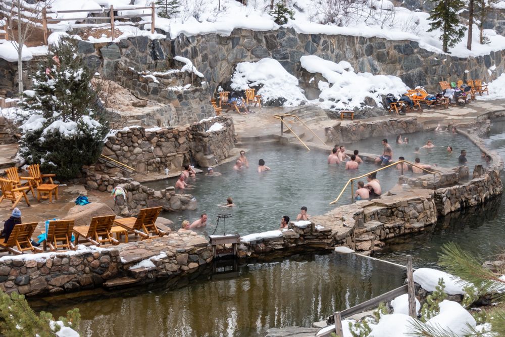 People relaxing at Strawberry Hot Springs