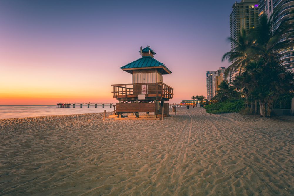 Picturesque twilight sunset at Sunny Isles Beach