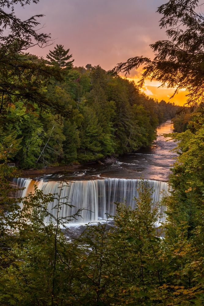 Vibrant sunset at Tahquamenon Falls