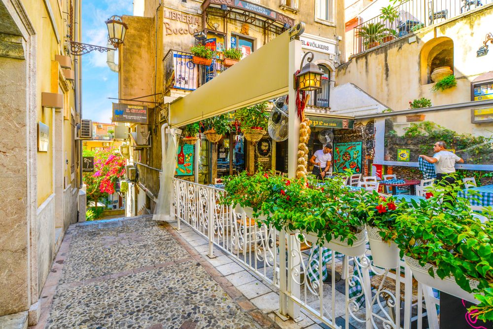 Vibrant cafe in Taormina