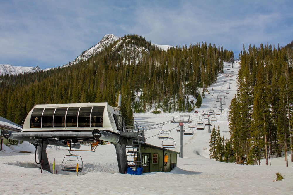 Empty chairlifts at Taos Ski Valley