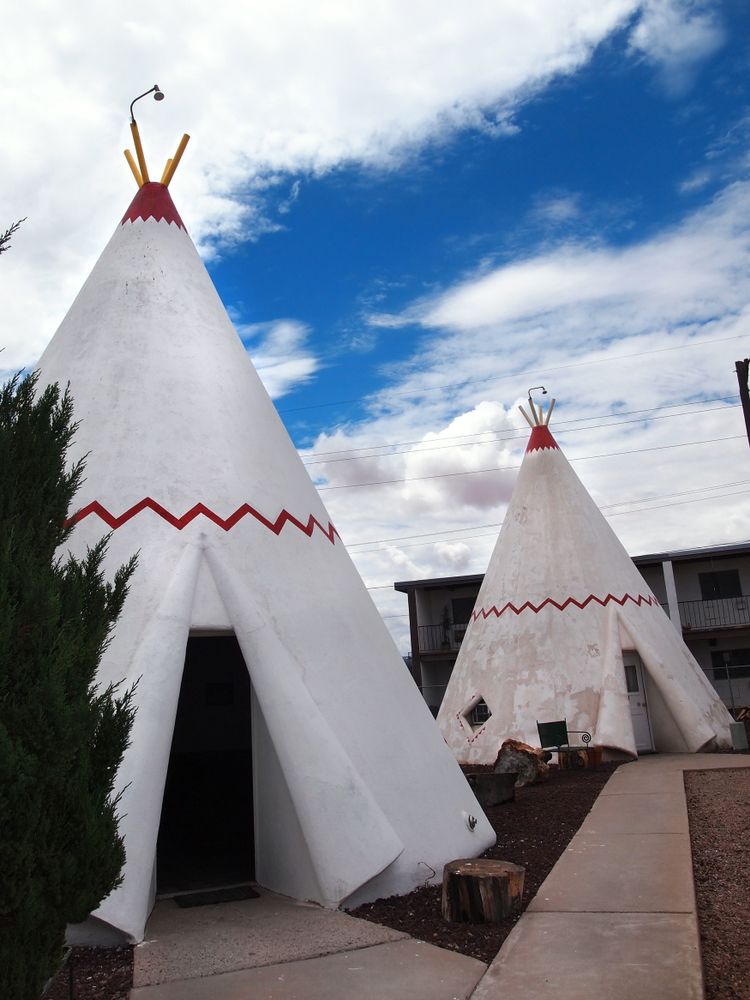 White concrete Teepees at Wigwam Village #6 Motel