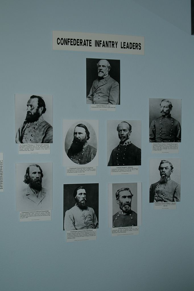 Display of Confederate infantry leaders pictures at Texas Civil War Museum