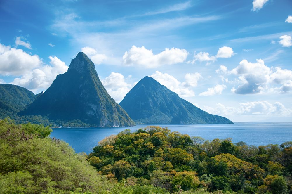 the Pitons in Saint Lucia