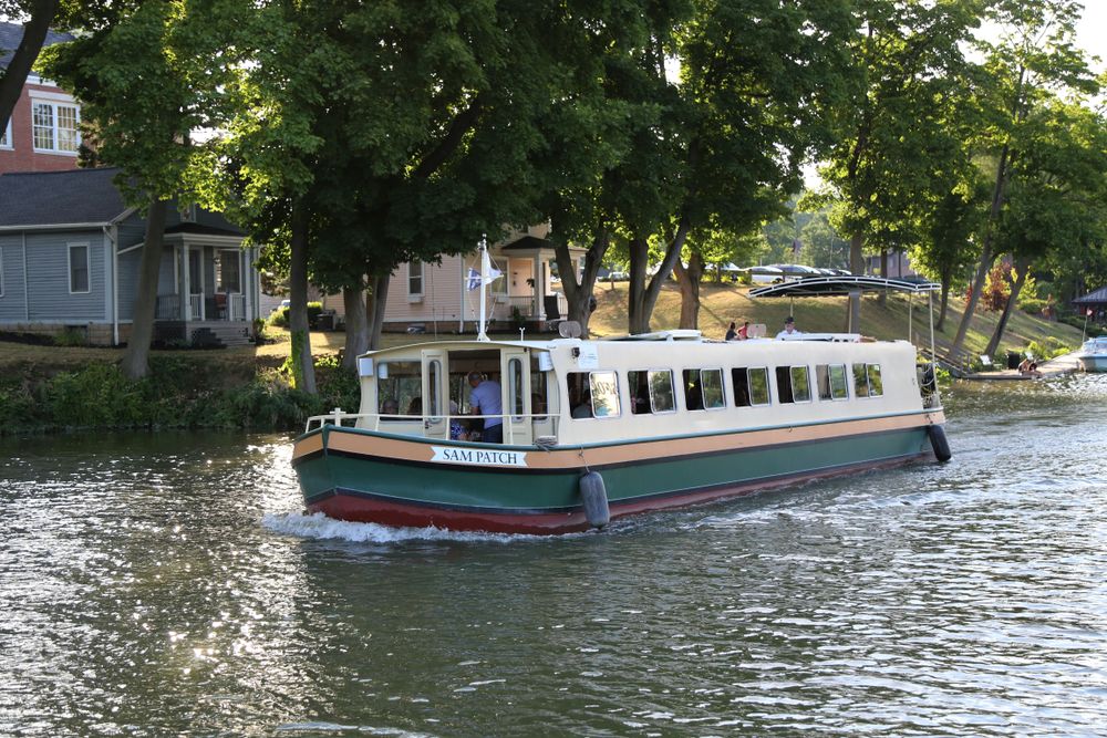 close up photo of people on the Sam Patch tour boat