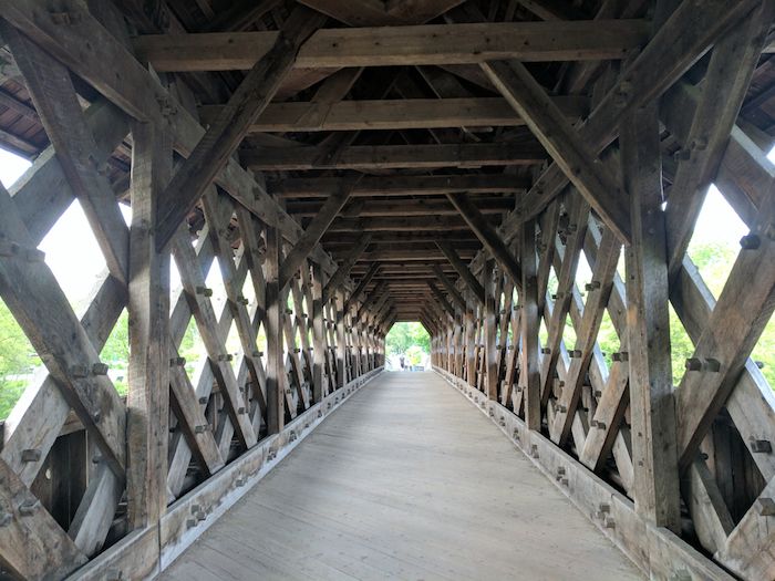 Timberframe pedestrian covered bridge