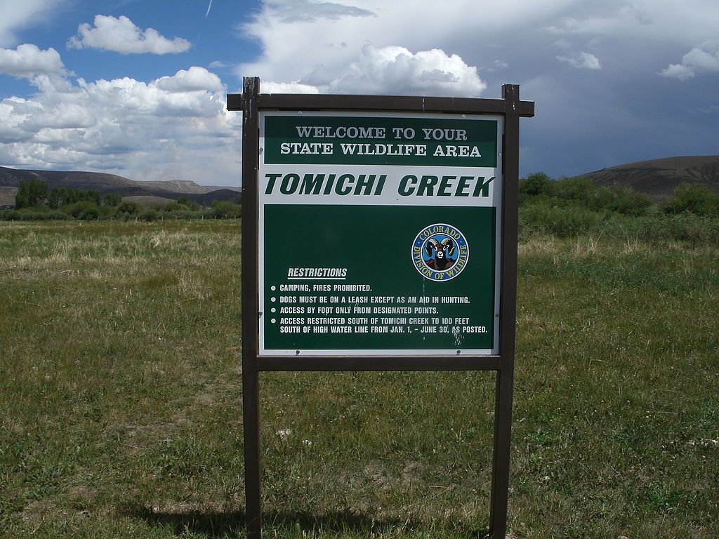 A Sign at Tomichi Creek State Wildlife Area in Colorado