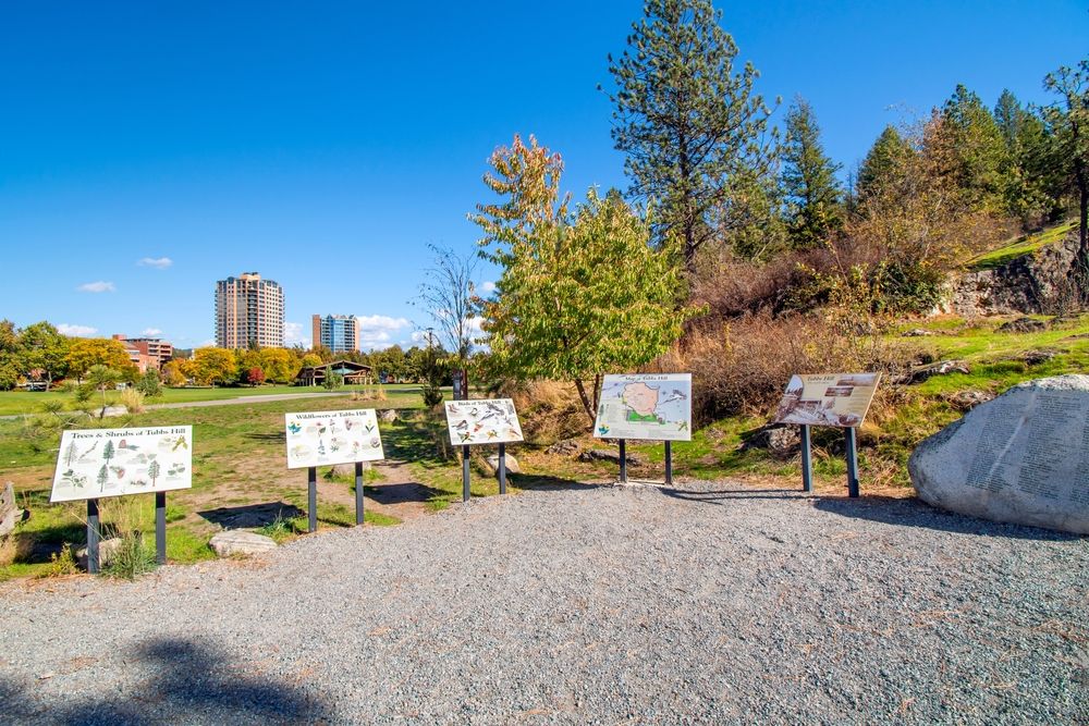 Hiking signs at the foot hill of Tubbs Hill