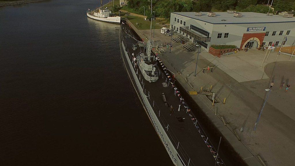 Aerial view of USS Silversides Submarine Museum