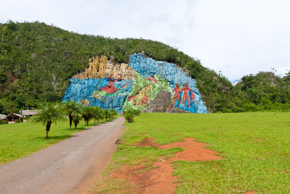 View of the colorful Viñales Mural de la Prehistoria