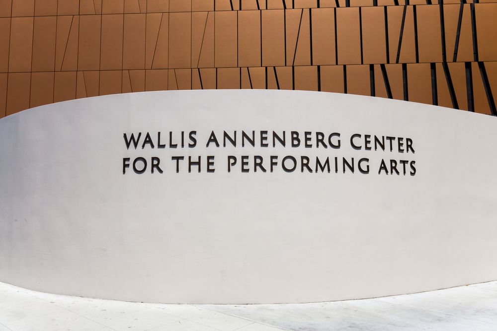 Signage of the Wallis Annenberg Center for the Performing Arts