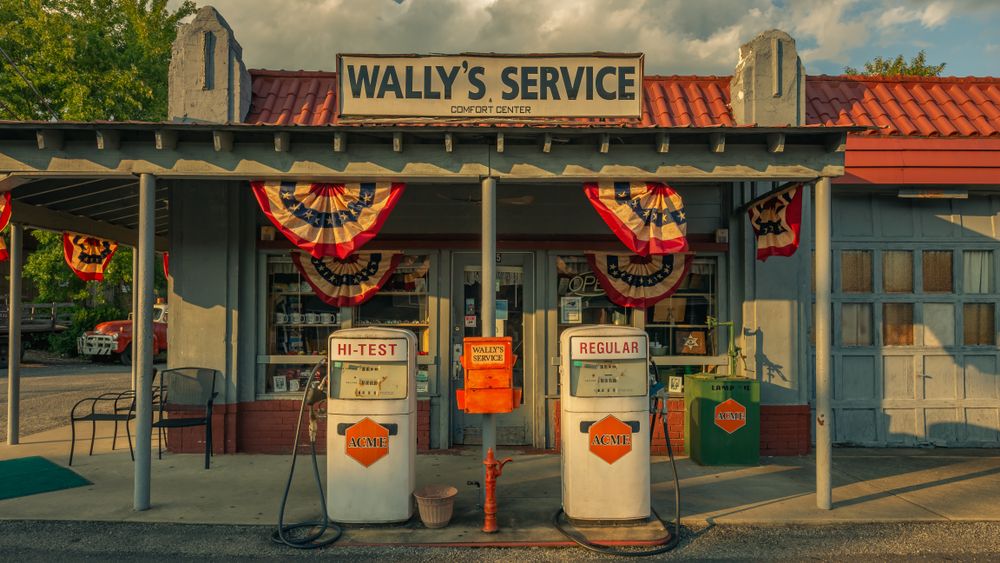 Exterior of Wally’s Service Station