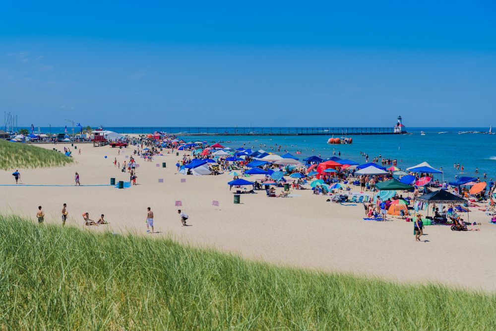 People relaxing at Washington Park and Beach