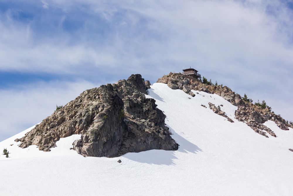 Snow covered Watchman Peak Overlook