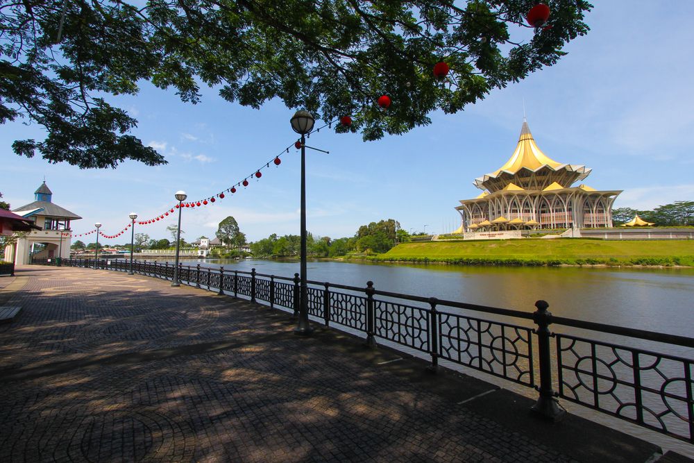 Waterfront walk way in Kuching