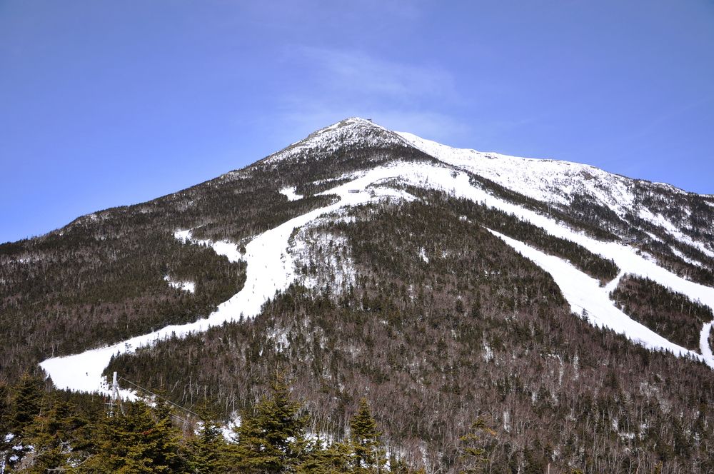 Whiteface Mountain covered with snow and trees
