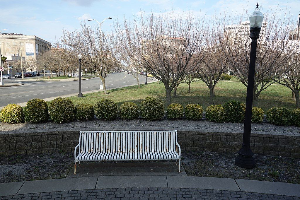 Park bench near World War I Memorial