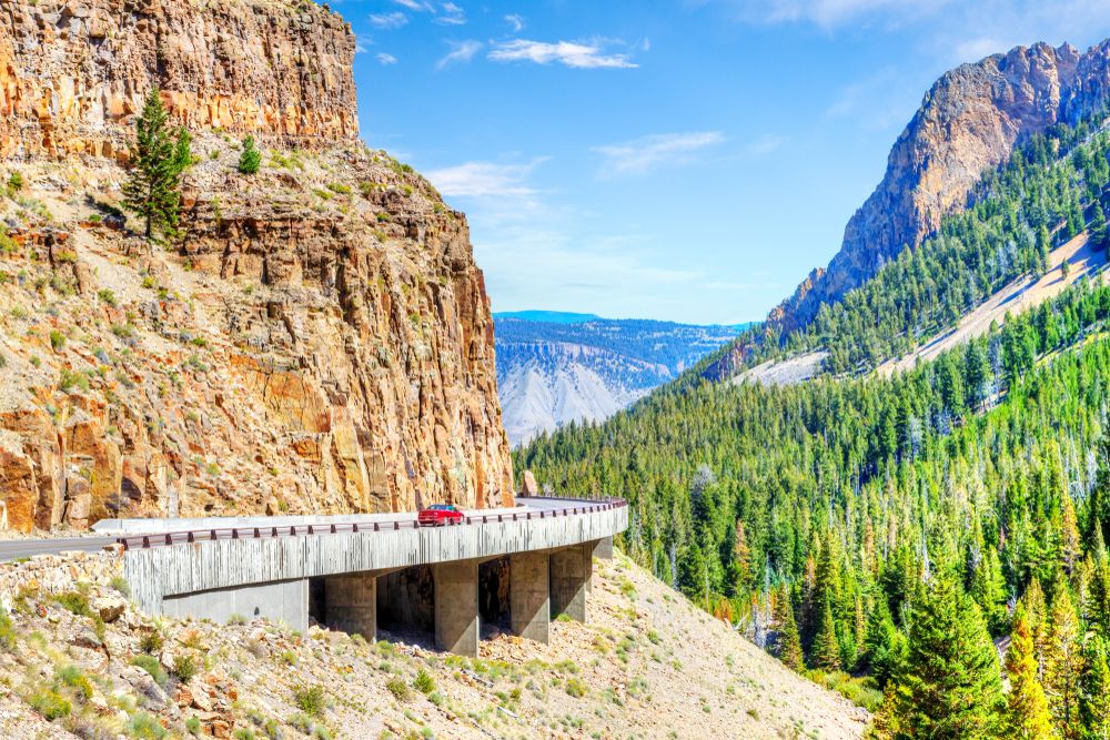 Grand loop road at Yellowstone National Park, Wyoming