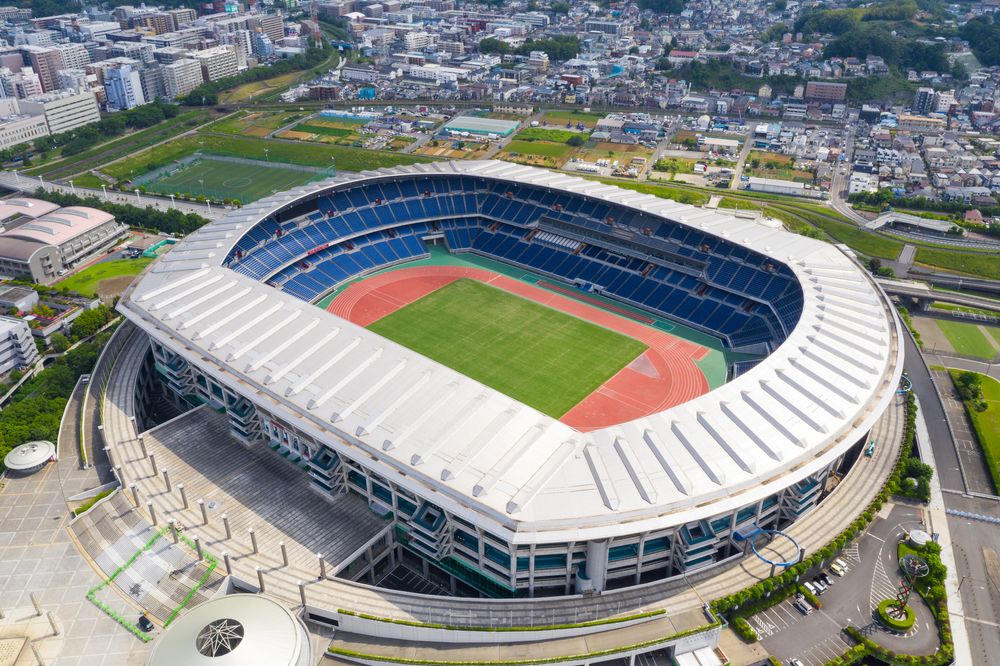Aerial view of Yokohama Stadium