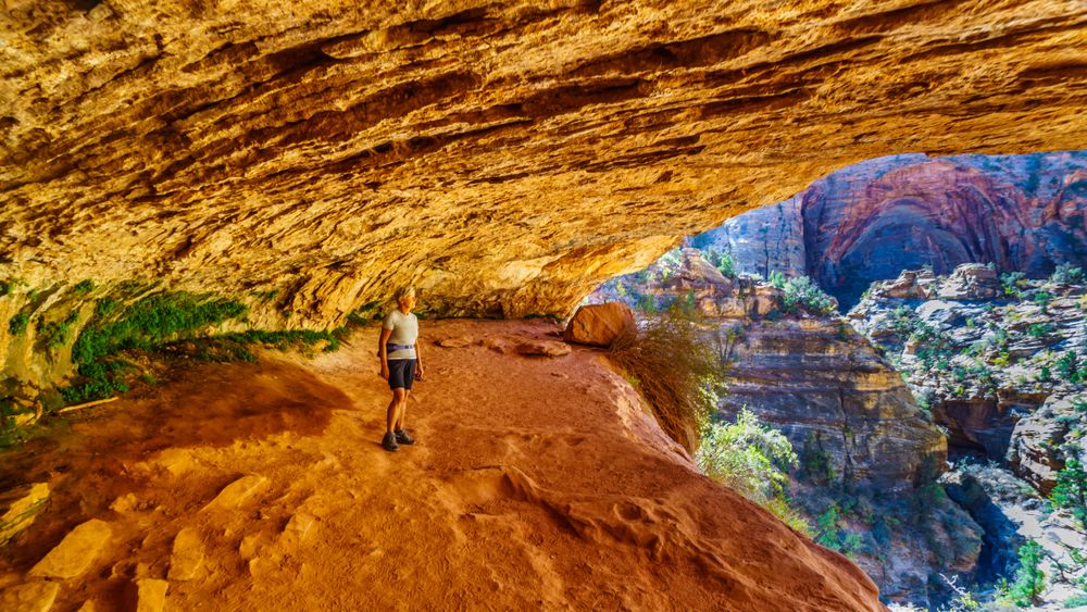 A hiker enjoying the amazing views from Zion Canyon
