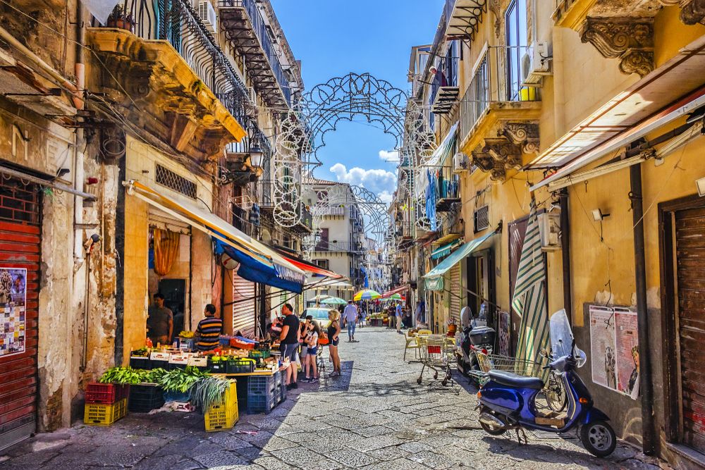 Palermo street market in Sicily