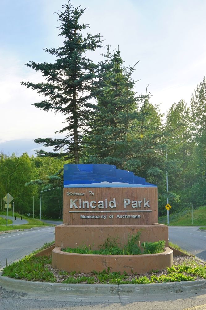 Welcome sign of Kincaid Park