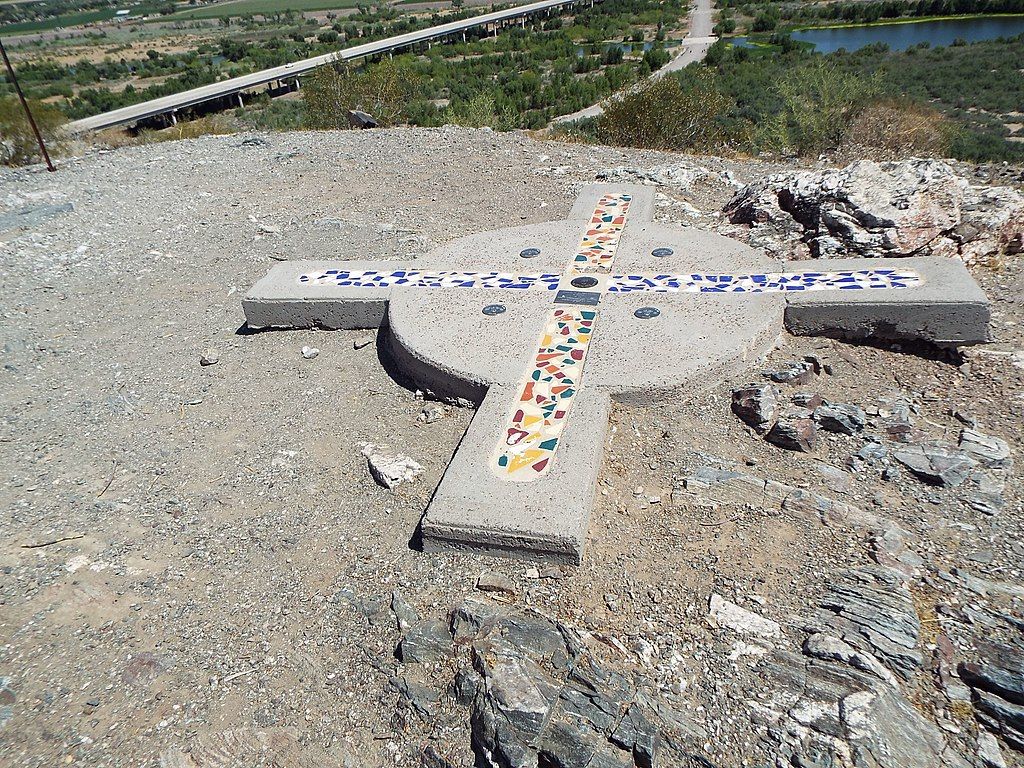 A marker at Monument Hill's summit