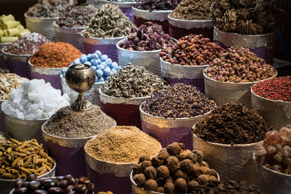 Spices for sale in Abu Dhabi, Dubai's traditional market