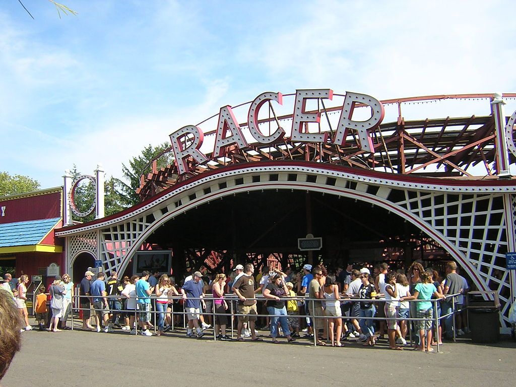 People standing in line at a Kennywood ride