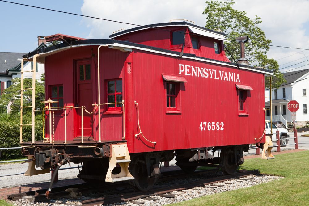 A caboose at New Oxford Train Station