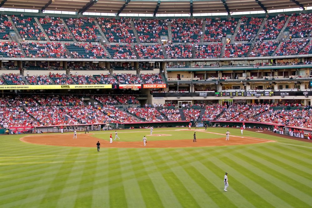 Baseball game at Angel Stadium