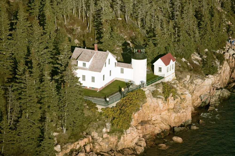Aerial view of Bass Harbor Head Lighthouse