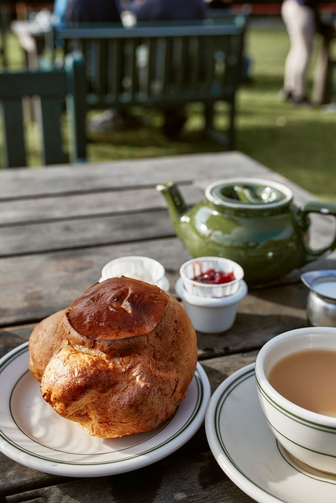 Popover with a cup of tea at Jordan Pond House