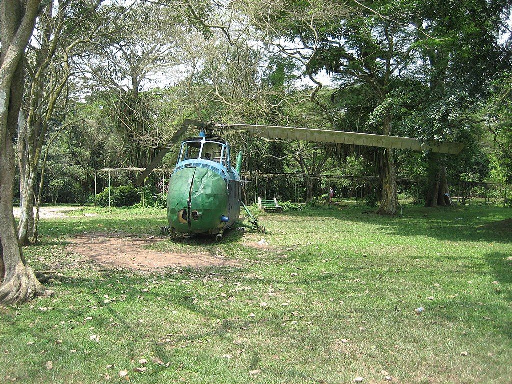 An aircraft display on the grounds of Aburi Botanical Garden