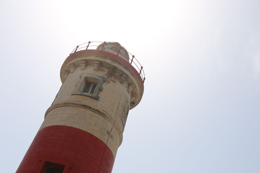 The top part of Jamestown Lighthouse