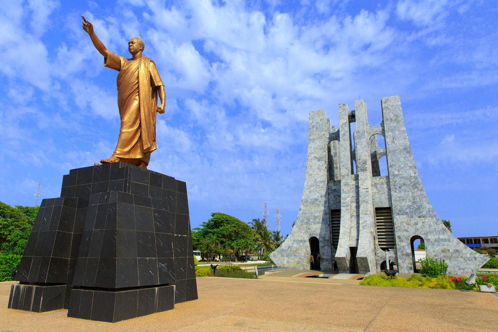 View of the statue and mausoleum of Kwame Nkrumah Memorial Park