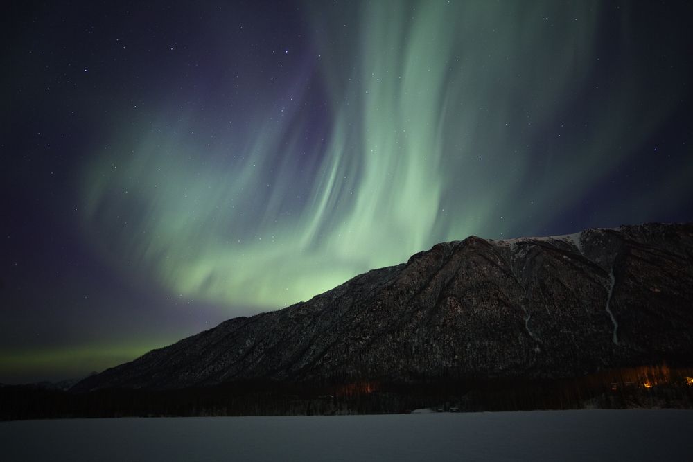 Northern Lights over a mountain