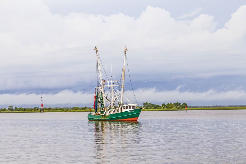Boat on the waters of Apalachicola Bay